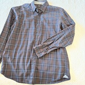 Hugo Boss Brown and Blue Checkered Shirt